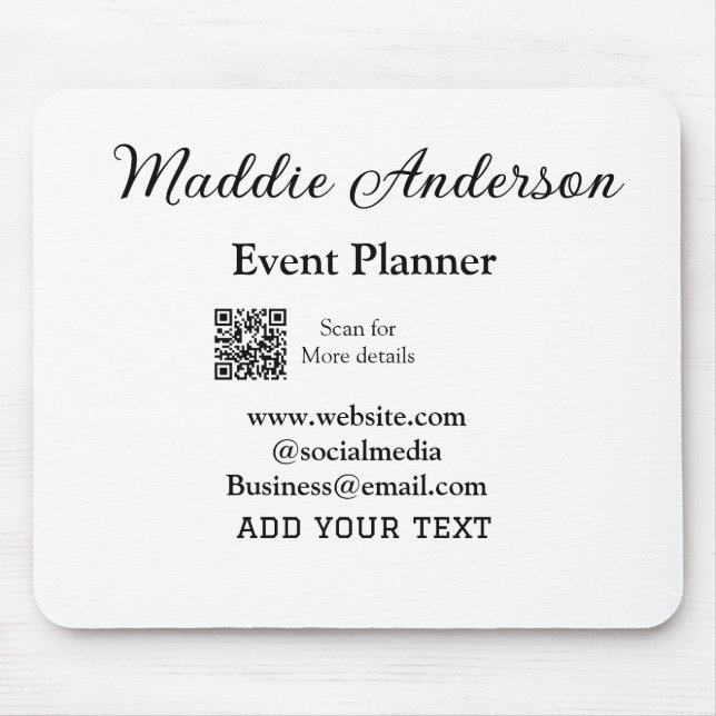 Tapis De Souris Planificateur d'événements ajouter nom Q R code dé (Devant)