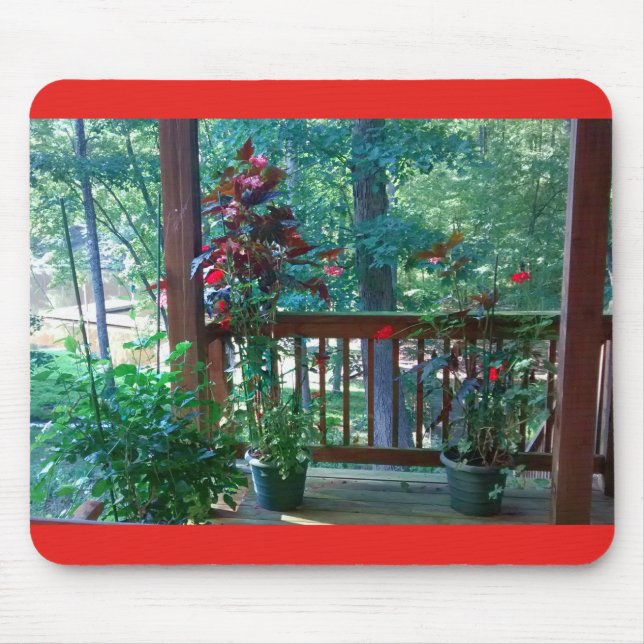 Tapis De Souris Plantes floraux sur Porche en bois 3 (Devant)