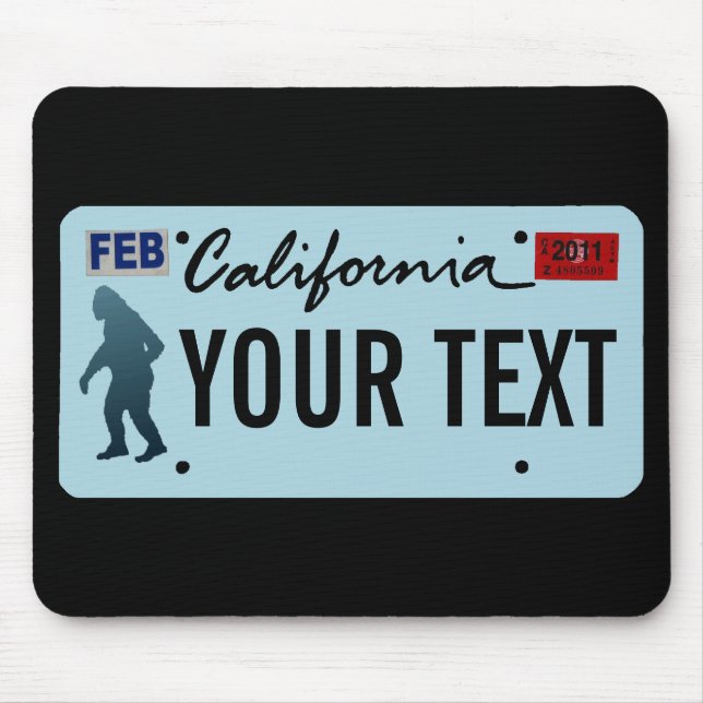 Tapis De Souris Plaque de licence California Sasquatch (Devant)