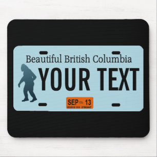 Tapis De Souris Plaque de licence Sasquatch de la Colombie-Britann