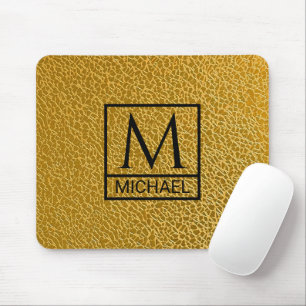 Tapis De Souris Plaque de souris de texture or avec initiale et no