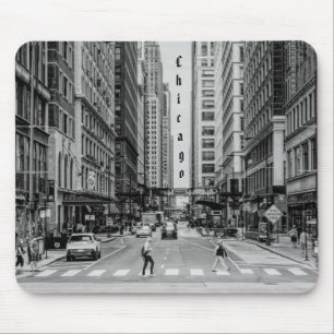 Tapis De Souris Plaque de souris en niveaux de gris de Chicago Mad