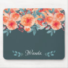Plaque de souris Florale Bleu & Orange