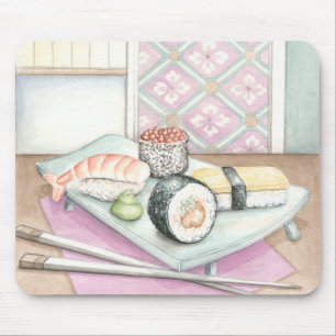 Tapis De Souris Plaque de sushi assorté avec baguettes