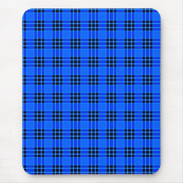 Tapis De Souris Plaqué Royal Blue Black Checks Motif-57686 (Devant)