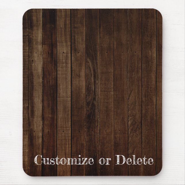 Tapis De Souris Plaques en bois foncé Brown avec texte personnalis (Devant)