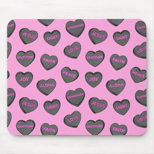 Tapis De Souris Plein de coeur d'amour Motif rose noir (Devant)
