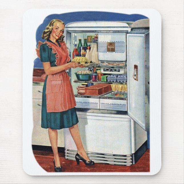 Tapis De Souris Plein réfrigérateur de rétro de femmes cuisine (Devant)