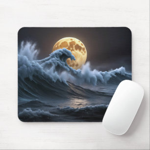 Tapis De Souris Pleine lune Dans La Vague Océanique