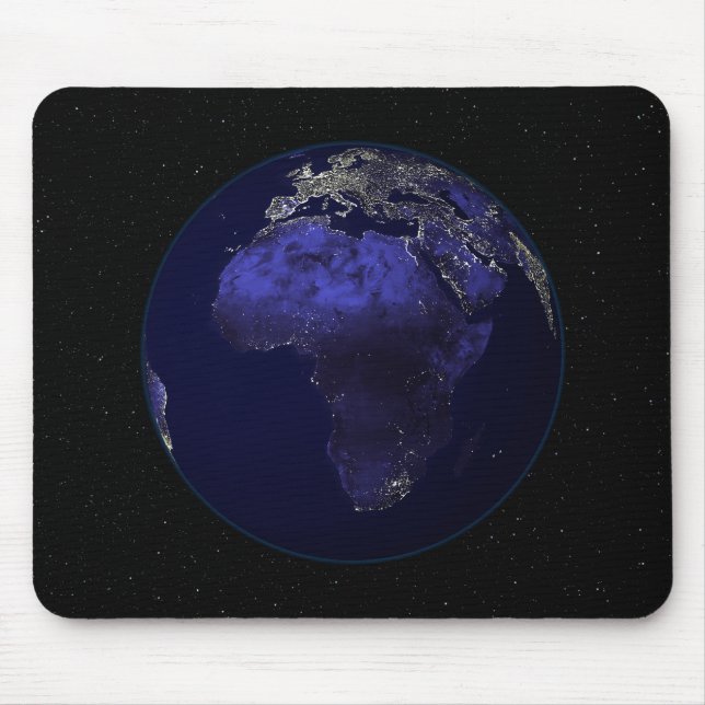 Tapis De Souris Pleine Terre la nuit montrant l'Afrique et l'Europ (Devant)