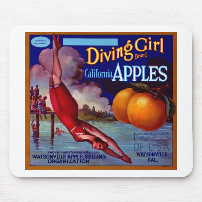 Tapis De Souris Plongée Fille Californie Pommes (Devant)