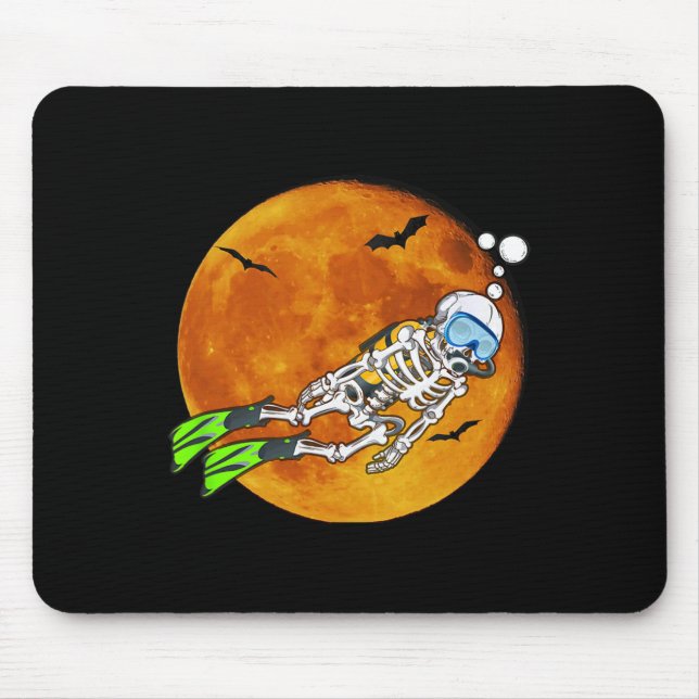 Tapis De Souris Plongée sous-marine Halloween Plongeur plongée sou (Devant)