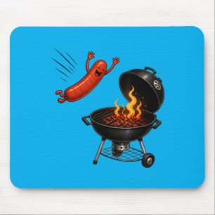 Tapis De Souris Plongeon de hot-dog drôle de hot-dog volant barbec