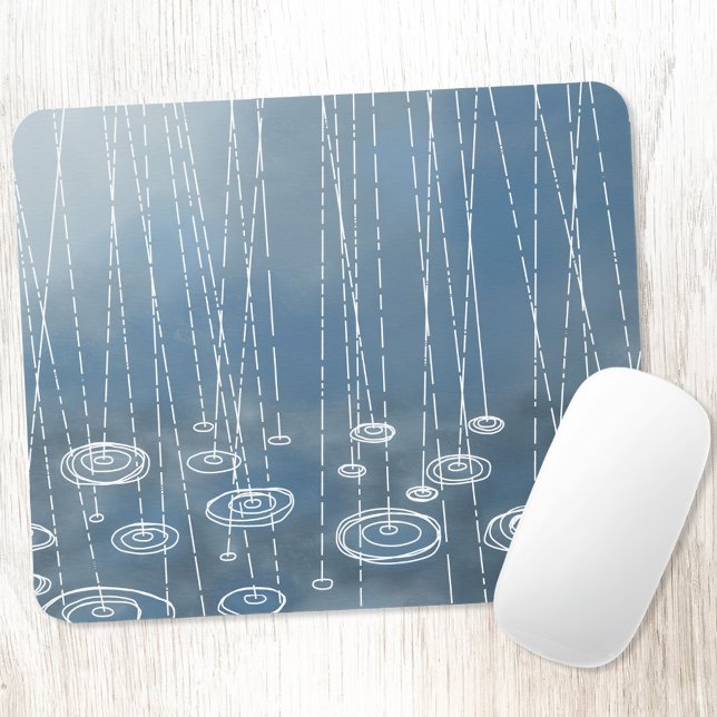 Tapis De Souris Pluie Bleu (Rainy weather fun art mousemat)