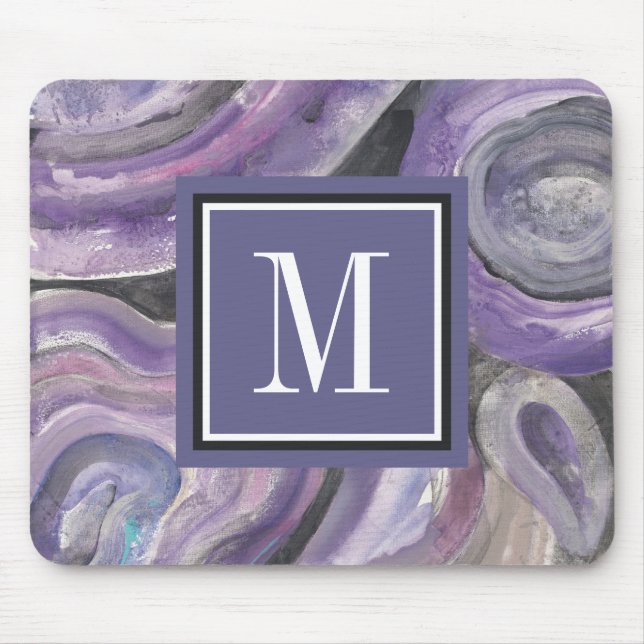 Tapis De Souris Pluie de cercle du monogramme | (Devant)