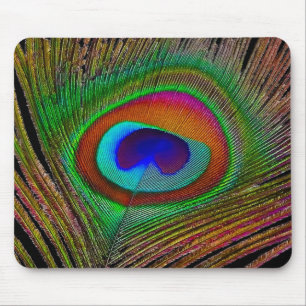 Tapis De Souris Plume de paon cuivré vibrant
