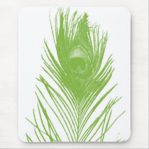 Tapis De Souris Plume Mousepad de paon de vert de chaux