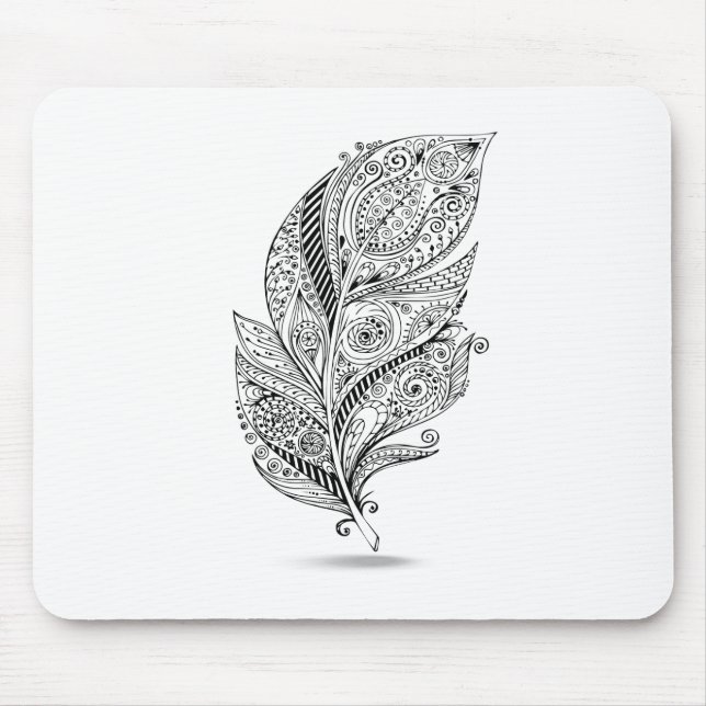Tapis De Souris Plume tribale inspirée (Devant)