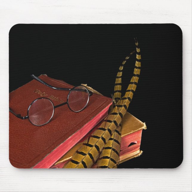 Tapis De Souris Plumes de faisan sur la Bible (Devant)