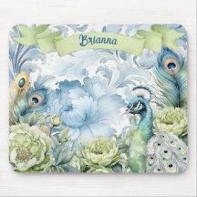 Plumes de Paon Sarcelle et Sauge Floral Personnali