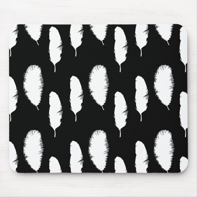 Tapis De Souris Plumes noires et blanches (Devant)
