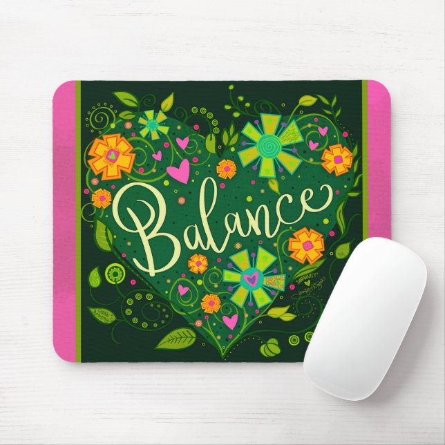Tapis De Souris Plutôt Vert Coeur Inspirant Équilibre Inspirivité (Avec souris)