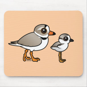 Tapis De Souris Pluvier sifflant avec le poussin