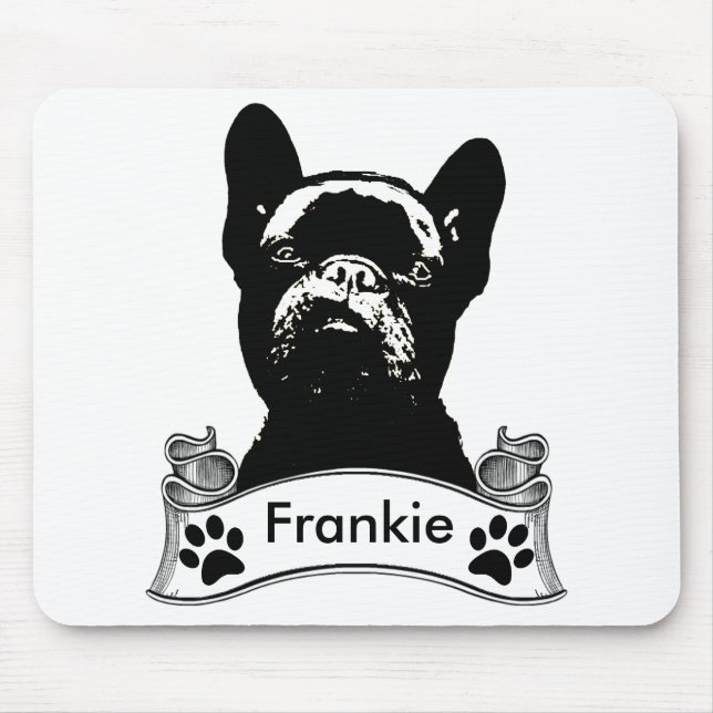 Tapis De Souris Pochoir de bouledogue français personnalisé (Devant)