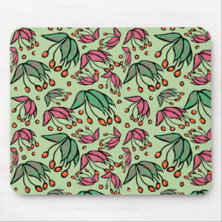 Tapis De Souris Pods de semences fantaisie rose & vert Mousepad
