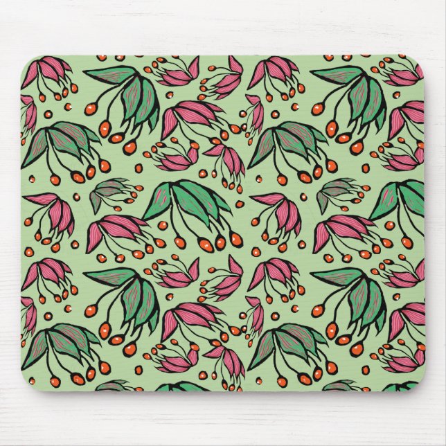 Tapis De Souris Pods de semences fantaisie rose & vert Mousepad (Devant)