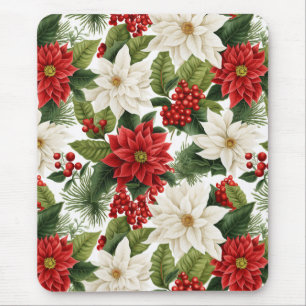 Tapis De Souris Poinsettia de Noël – Conception florale des Fêtes