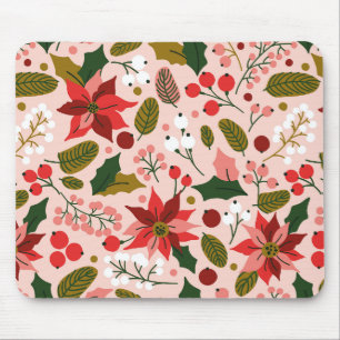 Tapis De Souris Poinsettia pavé de la souris de vacances hivernale
