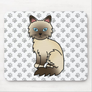 Tapis De Souris Point Chocolat Birman / Ragdoll Cute Chat & Pâtes