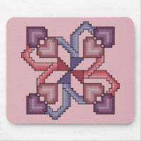 Point croisé carré Mousepad de coeur