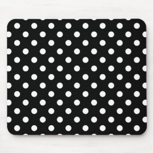 Tapis De Souris Point de polka noir et blanc