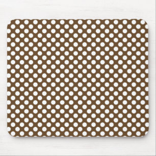 Tapis De Souris Point Polka Brown et blanc