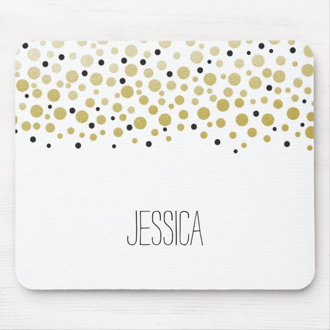 Tapis De Souris Points Confetti Or (Devant)