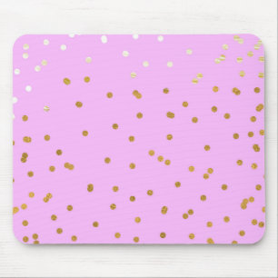Tapis De Souris Points Confetti Rose & Or Moderne Glam Glamor