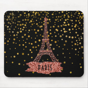 Tapis De Souris Points fascinants de confettis d'or rose de Paris