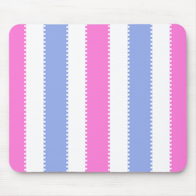 Tapis De Souris Points mignons et rayures roses et pourpres (Devant)