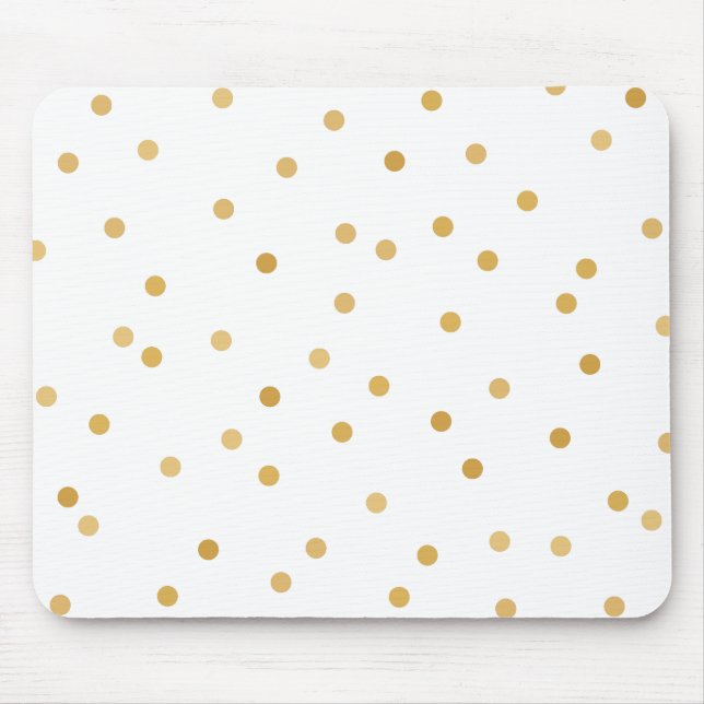 Tapis De Souris Points modernes élégants de confettis d'or blanc (Devant)
