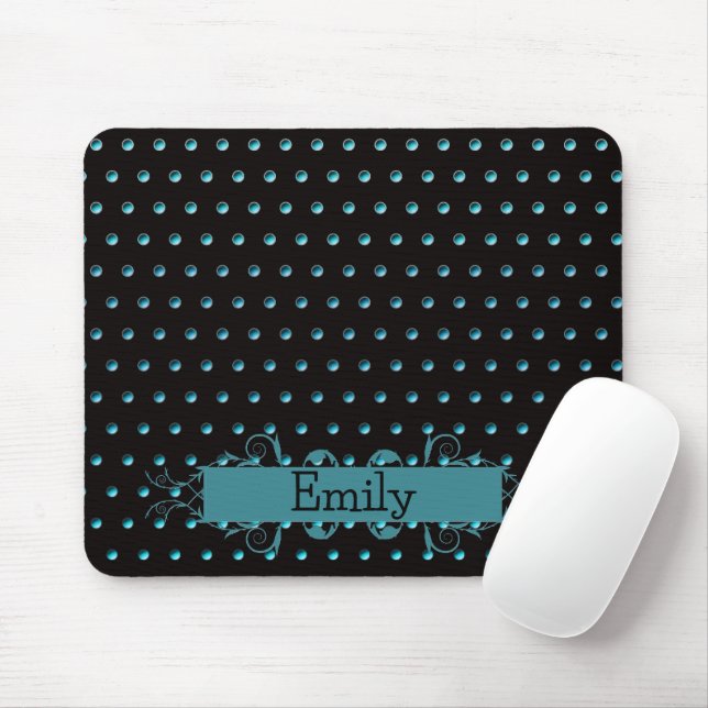 Tapis De Souris Pois Aqua Contemporains Avec Nom (Avec souris)