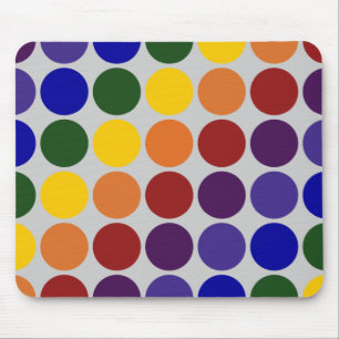 Tapis De Souris Pois arc-en-ciel sur souris gris
