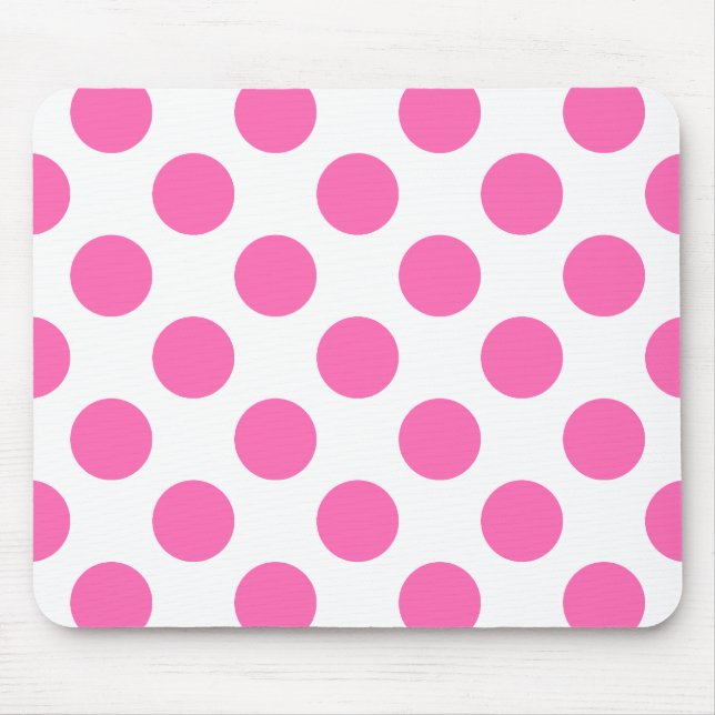 Tapis De Souris Pois blancs et roses chaudes (Devant)