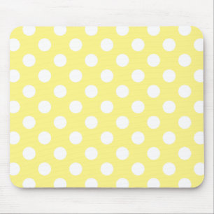 Tapis De Souris Pois blancs sur jaune citron