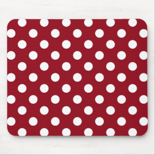 Tapis De Souris Pois blancs sur le rouge Crimson