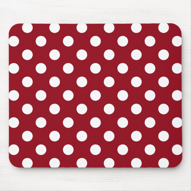 Tapis De Souris Pois blancs sur le rouge Crimson (Devant)