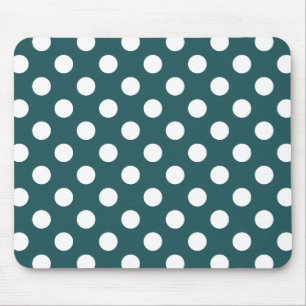 Tapis De Souris Pois blancs sur turquoise