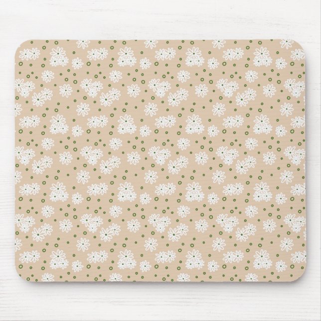Tapis De Souris Pois et marguerites - Blanc, Sable et Palm Green (Devant)