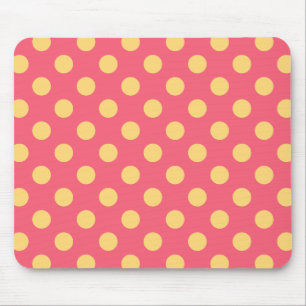 Tapis De Souris Pois jaunes sur corail